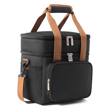 Imagem de Bolsa Térmica Grande Espaçosa Dois Compartimentos Lancheira Para Marmita, Passeio, Escola, Faculdade, Trabalho Bolsa Para Marmita (Preto)