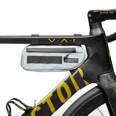 Imagem de ALMSTHRE Bolsa compacta para quadro de bicicleta – Prata esterlina | Zíperes resistentes ao clima, impermeáveis e acesso de dupla face para estradas, MTB e armações Ebike