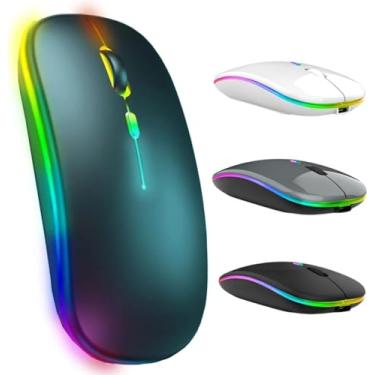 Imagem de Mouse Óptico Sem Fio Recarregável Wireless Com Led RGB Colorido Ultrafino Ergonômico Usb 2.4 Ghz para Notebook Computador Pc Desktop TV Smart Premium [Marca Valuance]