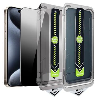 Imagem de SOOPUR Pacote com 2 protetores de tela de privacidade, película de vidro temperado anti-espião aprimorada de 25°, remoção automática de poeira, instalação fácil e rápida com kit de alinhamento