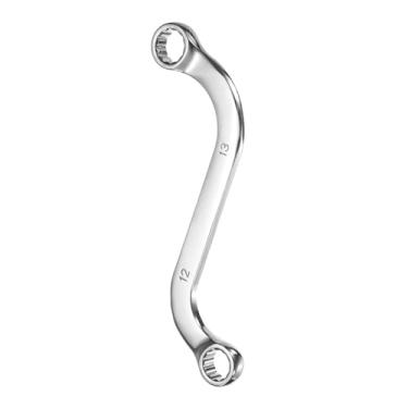 Imagem de uxcell Chave de caixa métrica de 12 mm x 13 mm estilo S de 12 pontos chave em forma de S com extremidade dupla cromada 45# aço S Box chaves para manutenção de máquinas de reparo de bicicletas