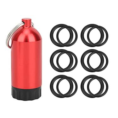 Imagem de Mini Cilindro de Alumínio Garrafa de Mergulho, 3 Cores Design Compacto Portátil o Anéis Com Cadeia de Chave de Latão para a Maioria das Válvulas de Cilindros (vermelho)