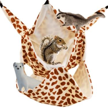 Imagem de Copfeu Cama de rede para animais de estimação pequena gaiola para animais de estimação, brinquedo de camada tripla para hamster, porquinho-da-índia, açúcar (marrom, pequeno)