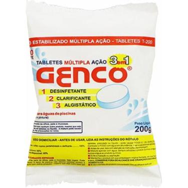 Imagem de Tablete Pastilha Cloro Multipla Acao 3 em 1 T200 200g Genco