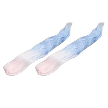 Imagem de Cabelos Falsos Longos e Encaracolados, 2pcs Doll Doll Doll (Gradiente azul rosa)