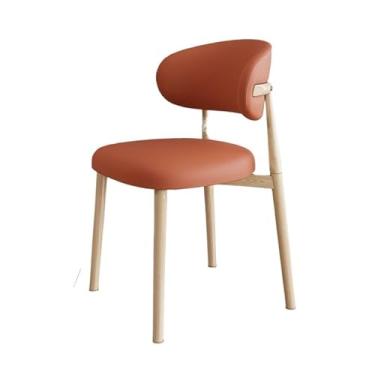Imagem de Cadeira de jantar moderna com design ergonômico e recursos de conforto ([couro laranja] moldura de aço carbono cor tronco)