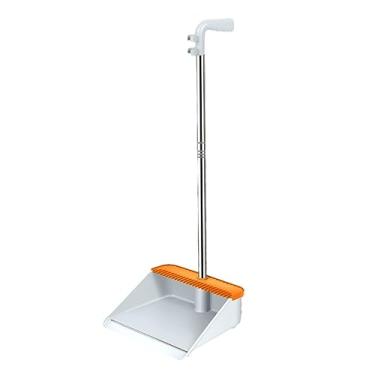 Imagem de SUREK Conjunto moderno de vassoura e pá de lixo para casa vassoura de cabo longo com conjunto de bandeja de poeira para uso interno conveniente, branco