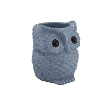 Imagem de Porta-lápis de coruja, porta-canetas de resina, organizador de mesa, decoração, organizador de mesa, acessórios decorativos para escritório, sala de aula, casa, organizador de lápis, pote (cor: cinza)