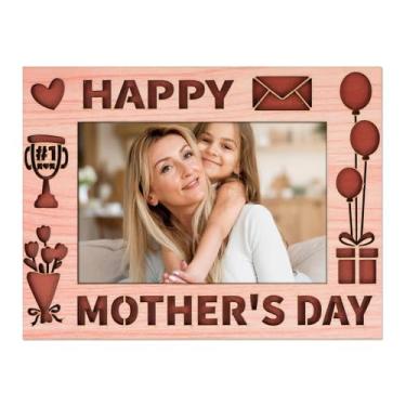 Imagem de PETCEE Porta-retrato Feliz Dia das Mães para mamãe – Porta-retrato de madeira para mães pela primeira vez, presente fofo para o primeiro dia das mães, presente de chá de bebê recém-nascido