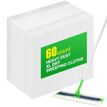 Imagem de 60 panos espessos resistentes XL para esfregão Swiffer Sweeper XL, refil descartável de esfregão seco extragrande para animais de estimação, refis de pano seco de várias superfícies para limpeza de