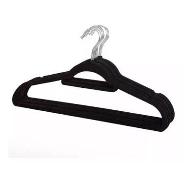 Imagem de Cabides de Veludo Infantil, Preto, Kit com 10 Unidades