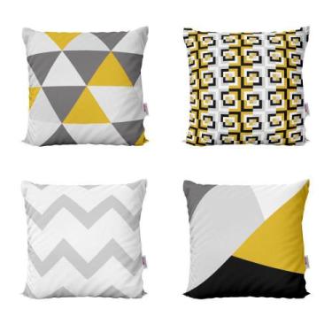 Imagem de Almofadas Amarelas/Cinza Decorativas E Geométricas 40X40Cm - Novadecor