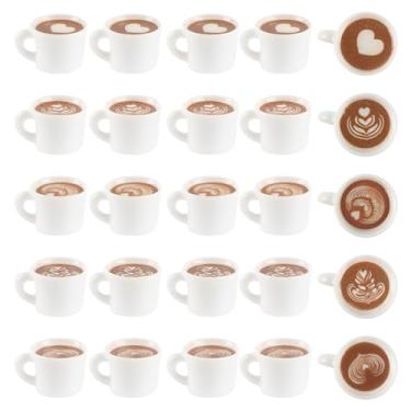 Imagem de Framendino, Pacote com 60 mini resina 3D xícara de café contas focais de silicone para canetas, chaveiros, fabricação de joias