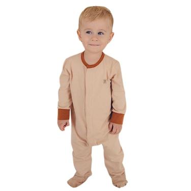 Imagem de Macacão Magnético Avelã, girafa de courinho decorativa no peito - Recém nascido