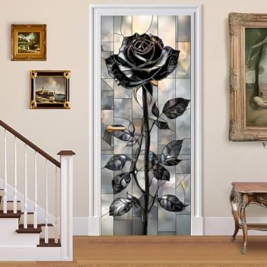 Imagem de BVBOX Adesivos de porta 3D, papel de parede de vinil, capa de porta mural autoadesiva para decoração de casa 77 cm L x 199 cm A