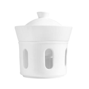 Imagem de Panela De Cerâmica Tigela De Cozido No Vapor De Cozido No Vapor Tigela De Vapor De Cerâmica Copos De Creme Tampas Copos De Caçarola Branco Salada Ninho De Pássaro