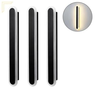 Imagem de Kit 3 Arandela Sala Preto Acrilico Jateado 40 Cm Led Lup97 - Acende A 