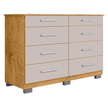 Imagem de Cômoda 8 Gavetas Araplac Denver, Freijo e Baunilha