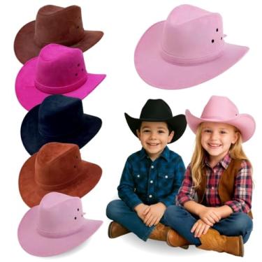 Imagem de Chapéu Country Infantil Criança Cowboy Festa Junina Rodeio Menino Menina Unissex Peão Boiadeira Camurça Premium MONOLO (Rosa Bebê)
