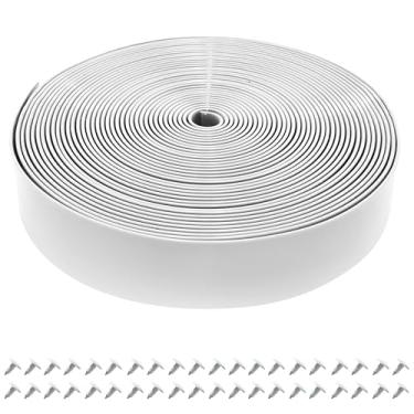 Imagem de Lumpro Correias de vinil para kit de reparo de cadeira de pátio 5 polegadas de largura 1,5 m de comprimento + 100 rebites gratuitos para móveis de gramado externo reparo de espreguiçadeira (branca)