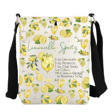 Imagem de JYTAPP Limoncello Spritz Bolsa tiracolo para amantes de coquetéis Limoncello Spritz Limoncello Drink Cocktail Champagne Lover Gift, Bege, Small