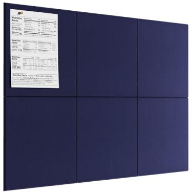 Imagem de MaxGear Quadro de cortiça grande para parede 91,4 cm x 61 cm, quadro de avisos azul escuro, pacote com 6 azulejos de parede de feltro com pinos, placas de cortiça para escritório quadro de pinos