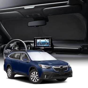 Imagem de NEVERLAND Para-brisa de carro Protetor solar de ajuste personalizado Subaru Outback 2020-presente, Subaru Outback 2015-2019, capa de guarda-sol dobrável para proteção solar interior automotiva, prata