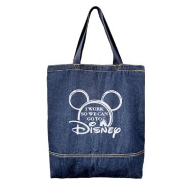 Imagem de Sacola jeans, bolsas jeans para mulheres, bolsas de ombro hobo casuais, bolsa estética retrô, bolsa de ombro feminina, presente de Natal para dia das mães, presente de Natal I Work So We Can Go To