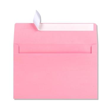 Imagem de Envelopes de convite em branco rosa A9, pacote com 50, 14 x 21 cm, envelopes autoselados - Ideal para casamentos, negócios, recibos e cartões comemorativos (acabamento durável)
