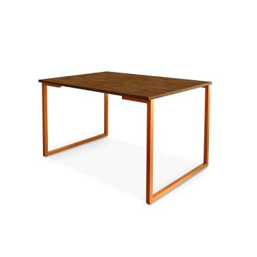 Imagem de Mesa De Jantar Industrial Aço 4 Lugares 1,20x0,80 Klm Store Cobre Imbúia