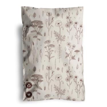 Imagem de Envelopes de poliéster 6 x 9 a 25 pacotes biodegradáveis para artigos de papelaria e acessórios pequenos - Envelope de envio espesso à prova d'água autovedante Impack para itens pequenos - Flores