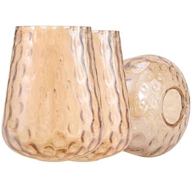 Imagem de Rivqahra Pacote Com 3 Abajures De Vidro Âmbar Martelado Para Luminária, 6,3" Altura, Copo Ondulação Água, Luminária Pendente Lustre Fazenda, Arandela Parede, 1-5/8"