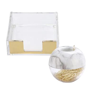 Imagem de MultiBey Conjunto De Porta-Notas Adesivas Dourado E Dispensador Magnético Clipes Papel Multibey, 100 Incluídos, Bloco Notas Acrílico, Acessórios Mesa Para Escritório, Casa Escola