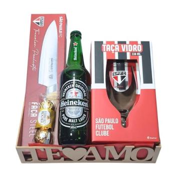Imagem de Cesta Presente Namorado São Paulino com Faca, Taça e Cerveja (São Paulo)