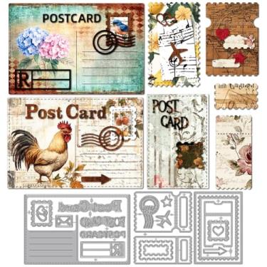 Imagem de MAYJOYDIY Moldura de carimbo de postal, moldes de corte de metal, moldura de bilhetes, modelo recortado, estilo vintage, envelope em relevo, estênceis de aço carbono para fazer cartões, faça você