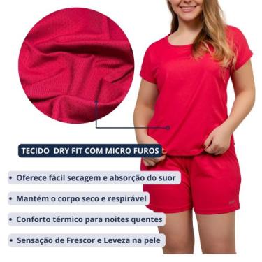 Imagem de Pijama Short Doll Feminino Dryfit Manga Curta Fresquinho Não esquenta 