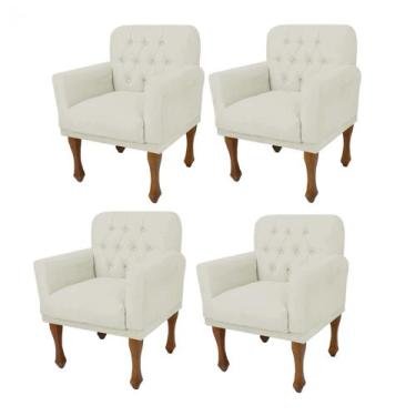 Imagem de Kit 04 Poltrona Cadeira Decorativa  Mona com Strass Sala de Estar Rece