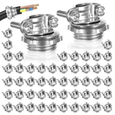 Imagem de 50 peças de conectores de cabo tipo braçadeira de conduíte para fios elétricos cabos metálicos de proteção de conduíte prata