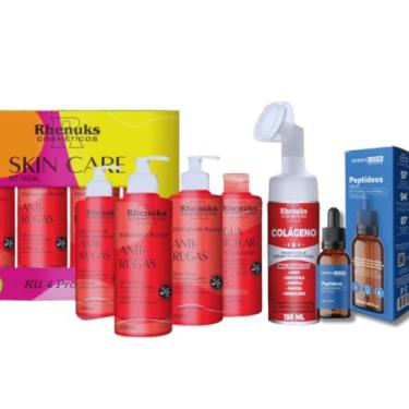 Imagem de Kit Skincare Anti rugas profundas + Mousse Micelar Limpeza Facial Colágeno 150ml + Sérum peptideos Anti Olheiras