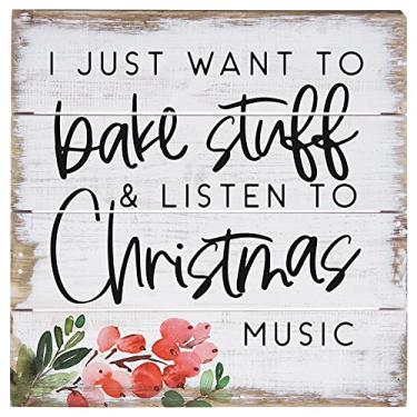 Imagem de Simply Said, INC Perfect Pallets Petites - Bake Stuff Holly, placa de madeira rústica 15,24 x 15,24 cm PET2246