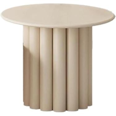 Imagem de Mesa De Centro Simples Mesa De Centro Criativa Nórdica Sala De Estar Casa Redonda Creme Mesa Lateral De Madeira Maciça Mesa Pequena Mesa De Centro Estilo Wabi-sabi, White, Large