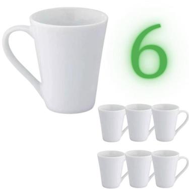 Imagem de 6 Canecas de Porcelana Branca 300 ML sem pires Sublimação Lettering Pe