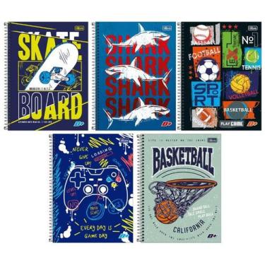 Imagem de Kit 5 Caderno Sortido Tilibra Arame Espiral Capa Dura 96 Fls