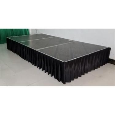 Imagem de Saia de mesa plissada branca, cortinas para cenário de casamento, toalhas de mesa, cobertura de mesa, palco de casamento para festa de evento, preto, A50cm x C300cm