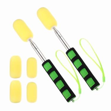 Imagem de PATIKIL Bastão de esponja telescópica de 104 cm para cerâmica, 2 peças de ferramenta de esponja de cerâmica retrátil com 4 peças de cabeça para remover o excesso de água da cerâmica alta e estreita