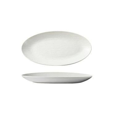 Imagem de Prato de cerâmica retrô estilo ocidental fosco requintado preto e branco - prato de peixe de 30 cm - branco