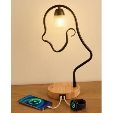 Imagem de Elenhome Luminária De Mesa Preta Com Toque, Industrial Led Portas Usb C+A, Cabeceira 3 Posições Reguláveis, Para Decoração Casa, Leitura Infantil, Sala Estar, Escritório
