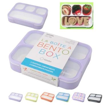 Imagem de kinsho Lancheira Bento para crianças, lancheiras para mulheres, adultos, meninas, meninos | Recipientes para lanches para crianças pré-escolares sem BPA | Roxo, 4 compartimentos (1 pacote)