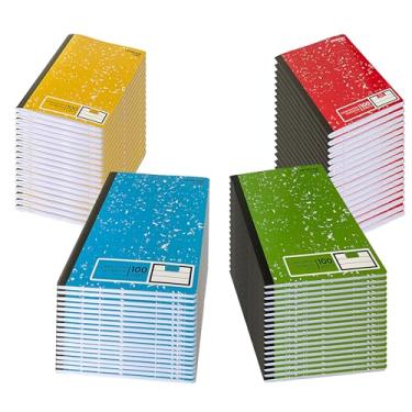 Imagem de UPGRADE NOTES Caderno de composição, 100 folhas de papel pautadas de dupla face, 25 x 19 cm, resistente a vazamento de tinta. Cores de mármore sortidas: azul, vermelho, verde e amarelo; pacote com 72