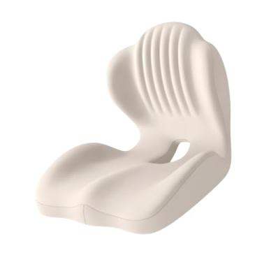 Imagem de KiBcsLic Almofada para Cadeira de Escritório, Almofada Portátil Respirável para Cóccix, Almofada Macia de Apoio Lombar para Assento de Carro, Cadeira de Mesa, Bege